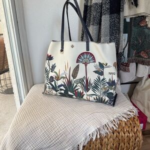 Tory Burch White Floral Tote